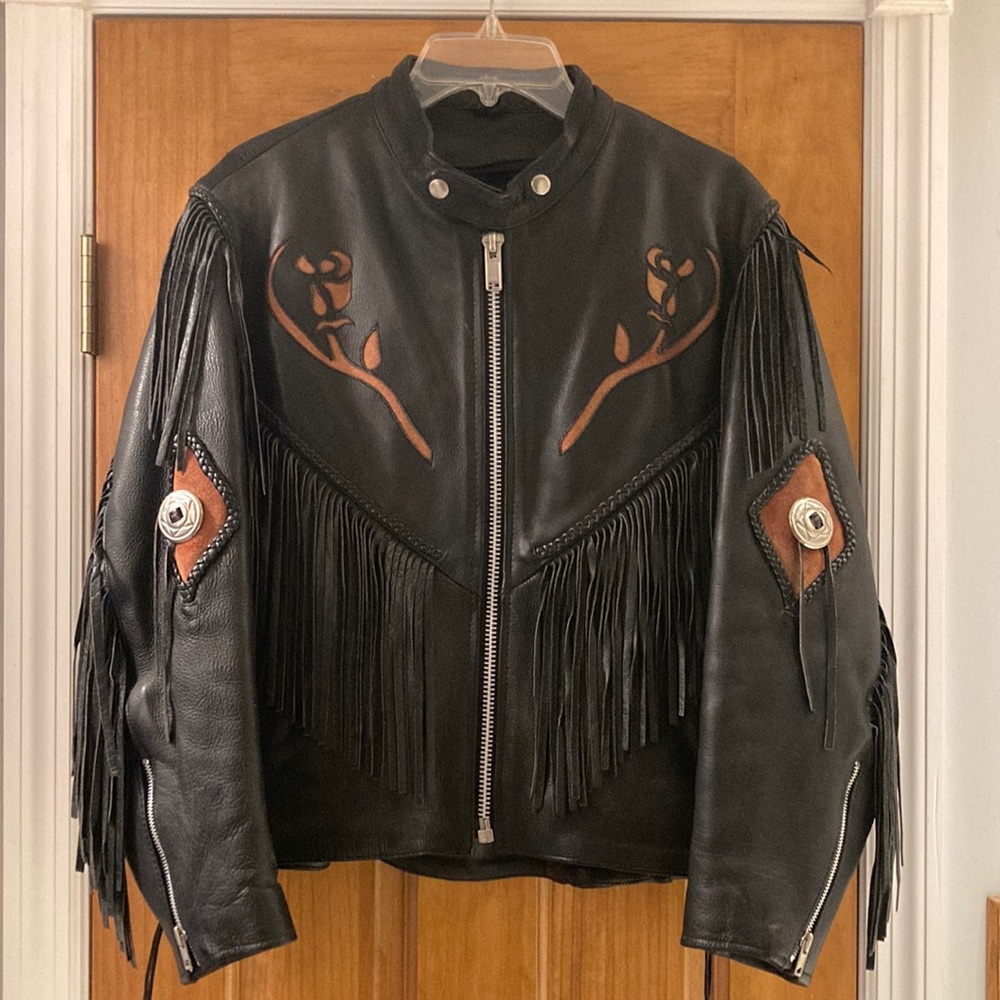 Genuine Leather Jacket with roses